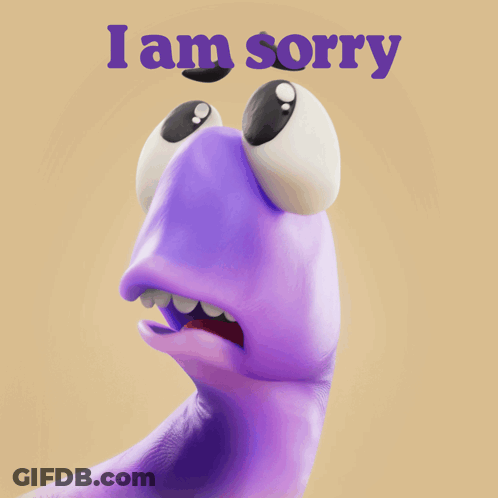 Purple Monster Saying I Am Sorry GIF
