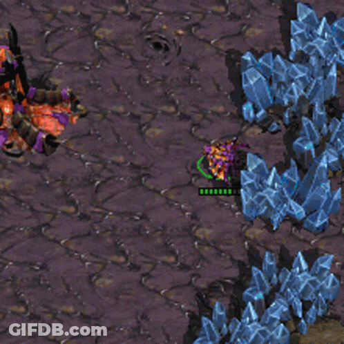 Purple Monster Surrounded By Crystals GIF