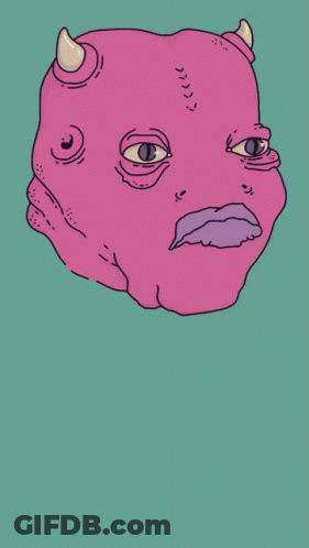Purple Monster With Horns And Tongue Out GIF