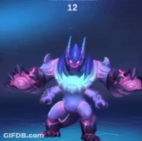 Purple Monster With Horns On Blue Background Number 9 GIF