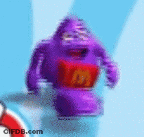 Purple Monster With Red McDonald's Logo On Chest GIF