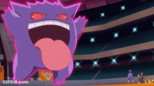 Purple Monster With Tongue Out In Stadium GIF