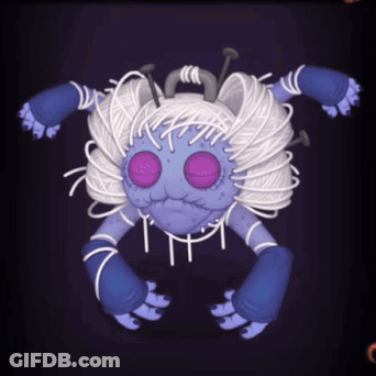 Purple Monster With Yarn Hair GIF