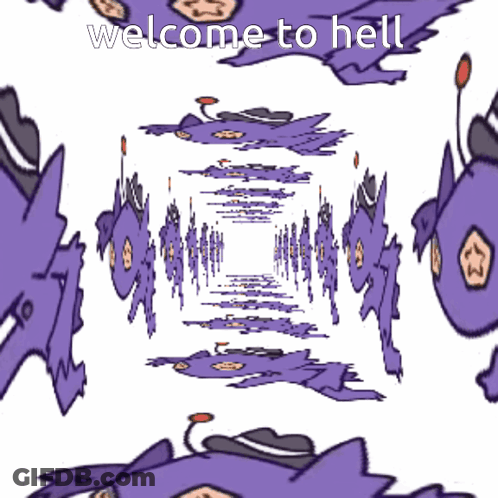 Purple Monsters Saying Welcome To Hell GIF