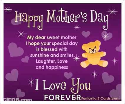 Purple Mother's Day Card With Teddy Bear GIF
