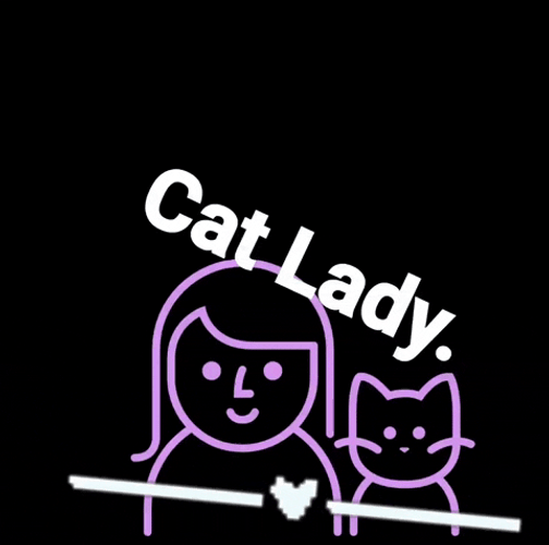 Purple Neon Cat Lady And Pet GIF