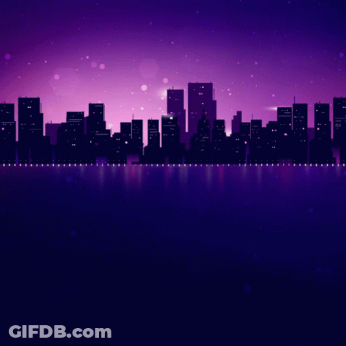 Purple Night City Animation GIF