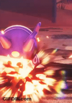 Purple Object With Circle Thrown In Air GIF