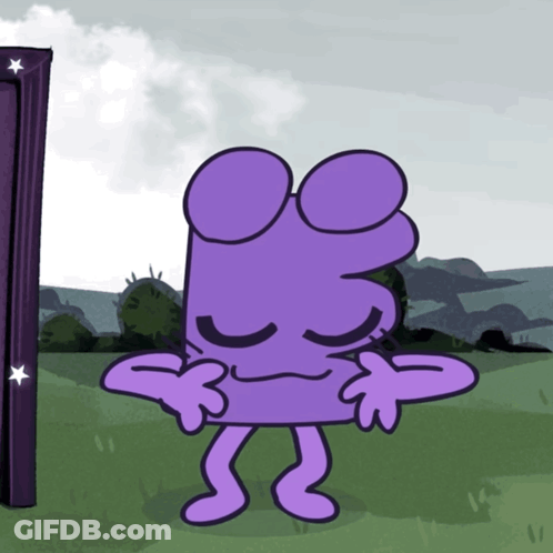 Purple Object With Number 3 On Face GIF