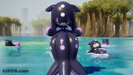 Purple Octopus With Two Other Octopus In Water GIF