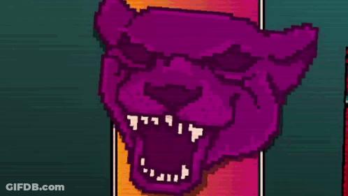 Purple Panther Pixel Art Mouth Open GIF