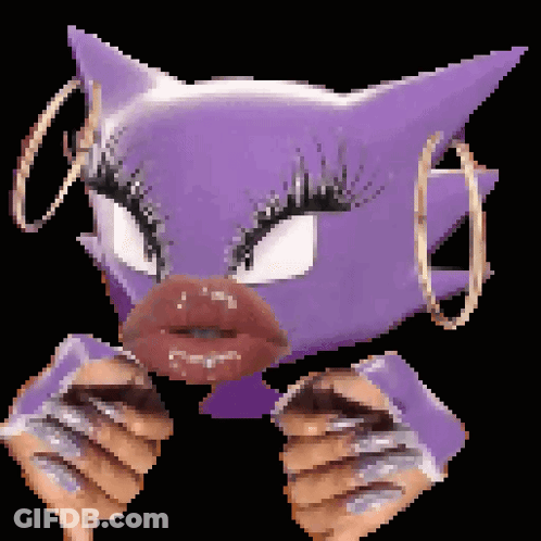 Purple Pixel Art Character With Hoop Earrings GIF
