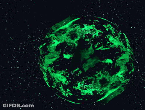 Purple Planet With Green Silhouette GIF