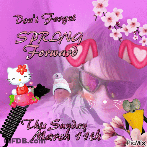 Purple Poster Saying Don't Forget Spring Forward GIF