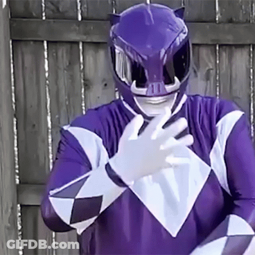 Purple Power Ranger By Wooden Fence GIF