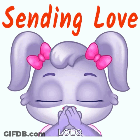 Purple Rabbit Covering Mouth Sending Love GIF