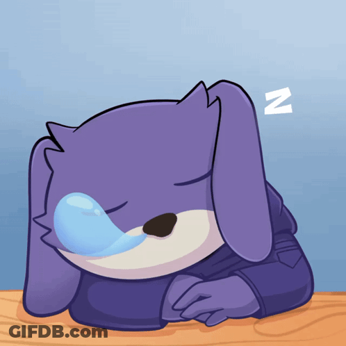 Purple Rabbit Sleeping With Letter N GIF