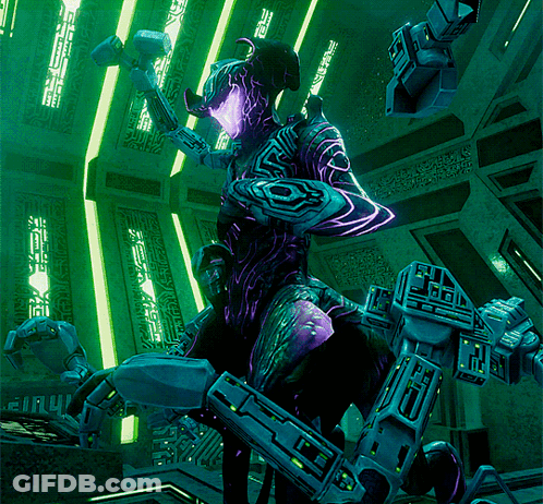 Purple Robot Holding Hammer GIF