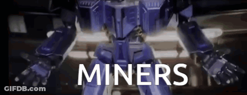 Purple Robot With Miners Written On It GIF