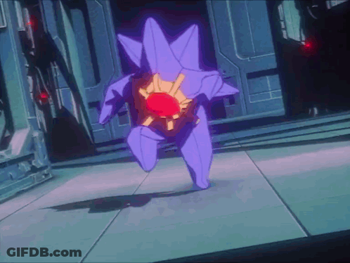 Purple Robot With Red Center Standing In Room GIF