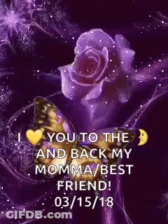 Purple Rose And Butterfly I Love You Mom Best Friend GIF
