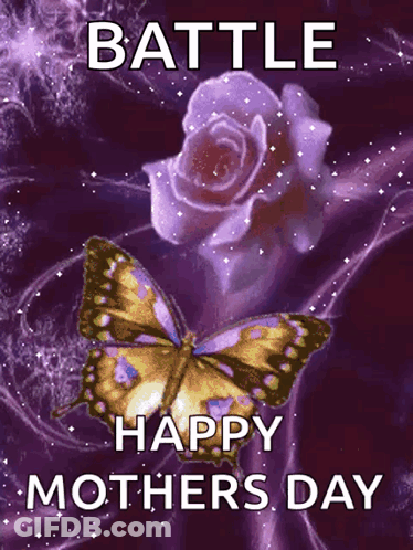 Purple Rose Butterfly Battle Happy Mothers Day GIF