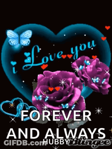 Purple Rose Butterfly Heart I Love You Forever GIF