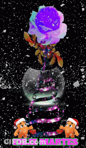 Purple Rose In Snow Globe Feliz Martes GIF