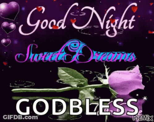 Purple Rose With Good Night Sweet Dreams GIF
