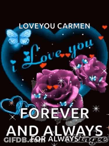Purple Roses Butterflies Heart I Love You Forever And Always GIF