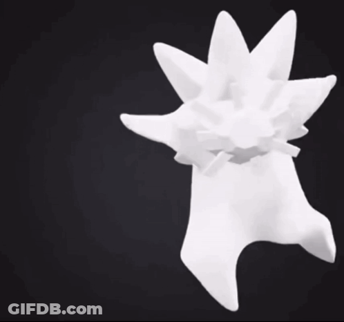 Purple Sculpture With Gold Ring On Red Carpet GIF