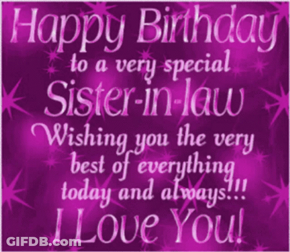 Purple Shining Happy Birthday Sis Messag GIF