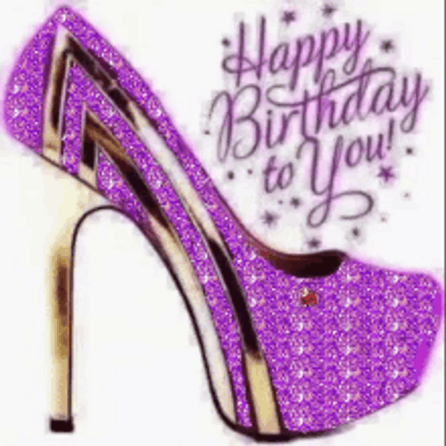 Purple Shoe Glitter Happy Birthday Diva GIF