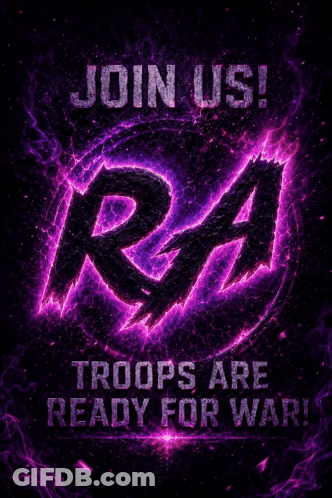 Purple Sign Join Us Ra Troops Ready For War GIF