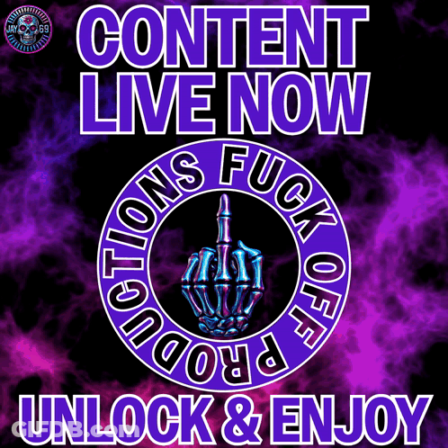 Purple Sign Saying Content Live Now Unlock And Enjoy GIF