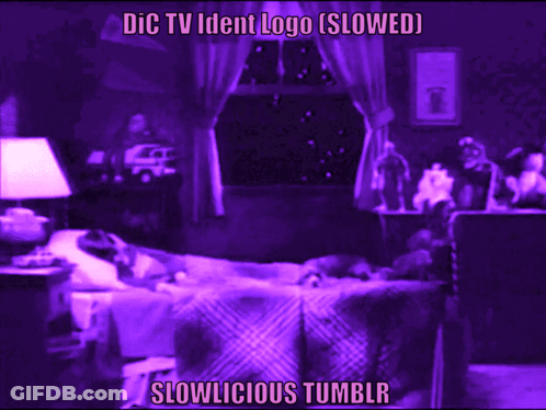 Purple Sign Saying DIC TV Ident Logo Slowed GIF