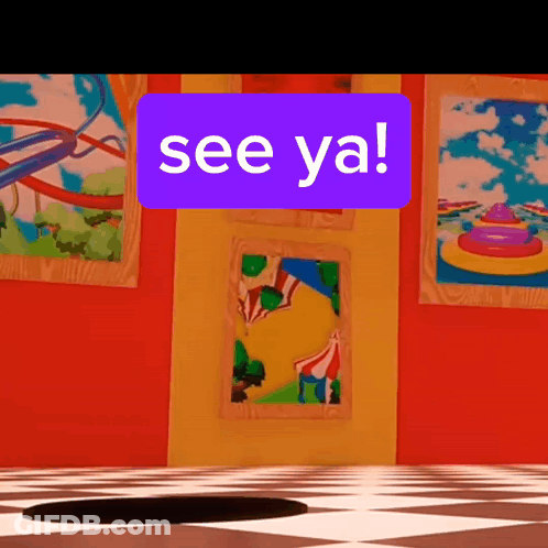 Purple Sign 'See Ya' On Picture Wall GIF