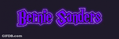 Purple Sign With Lightning Saying Bernie Sanders GIF