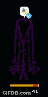 Purple Silhouette Pixel Art With Yellow Bar And Sleeping Icon GIF