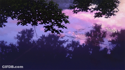 Purple Sky With Trees And Wires GIF