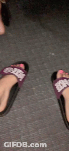 Purple Slides With Pink Toes GIF