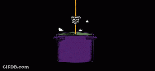 Purple Soup Pot With Skeleton And Smoke GIF