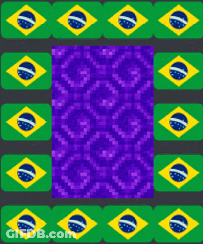 Purple Square Surrounded By Yellow And Green Brazilian Flags GIF