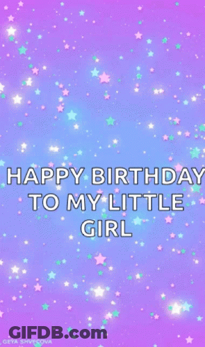 Purple Stars Happy Birthday To My Little Girl GIF