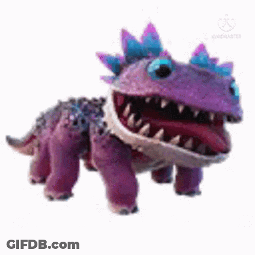 Purple Stuffed Animal Sharp Teeth Long Tongue GIF