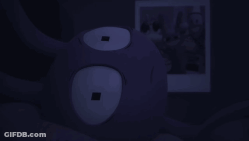 Purple Stuffed Animal With Square In Eyes GIF