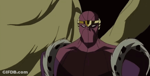Purple Superhero With Gold U On Head GIF