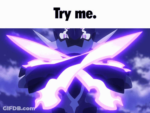 Purple Sword Saying Try Me GIF