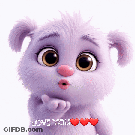 Purple Teddy Bear Blowing A Kiss Saying Love You GIF