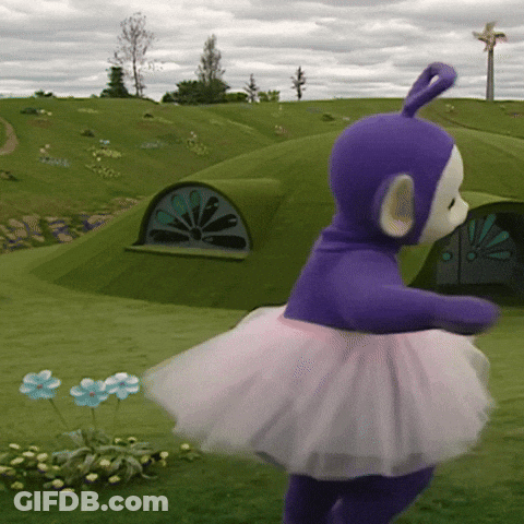 Purple Teddy Bear In Pink Tutu Dancing GIF